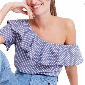 💙 Madewell one shoulder ruffle top. Size 10 💙